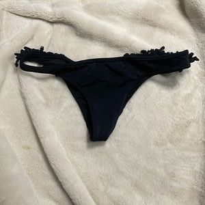 Black fringe cheeky bikini bottom